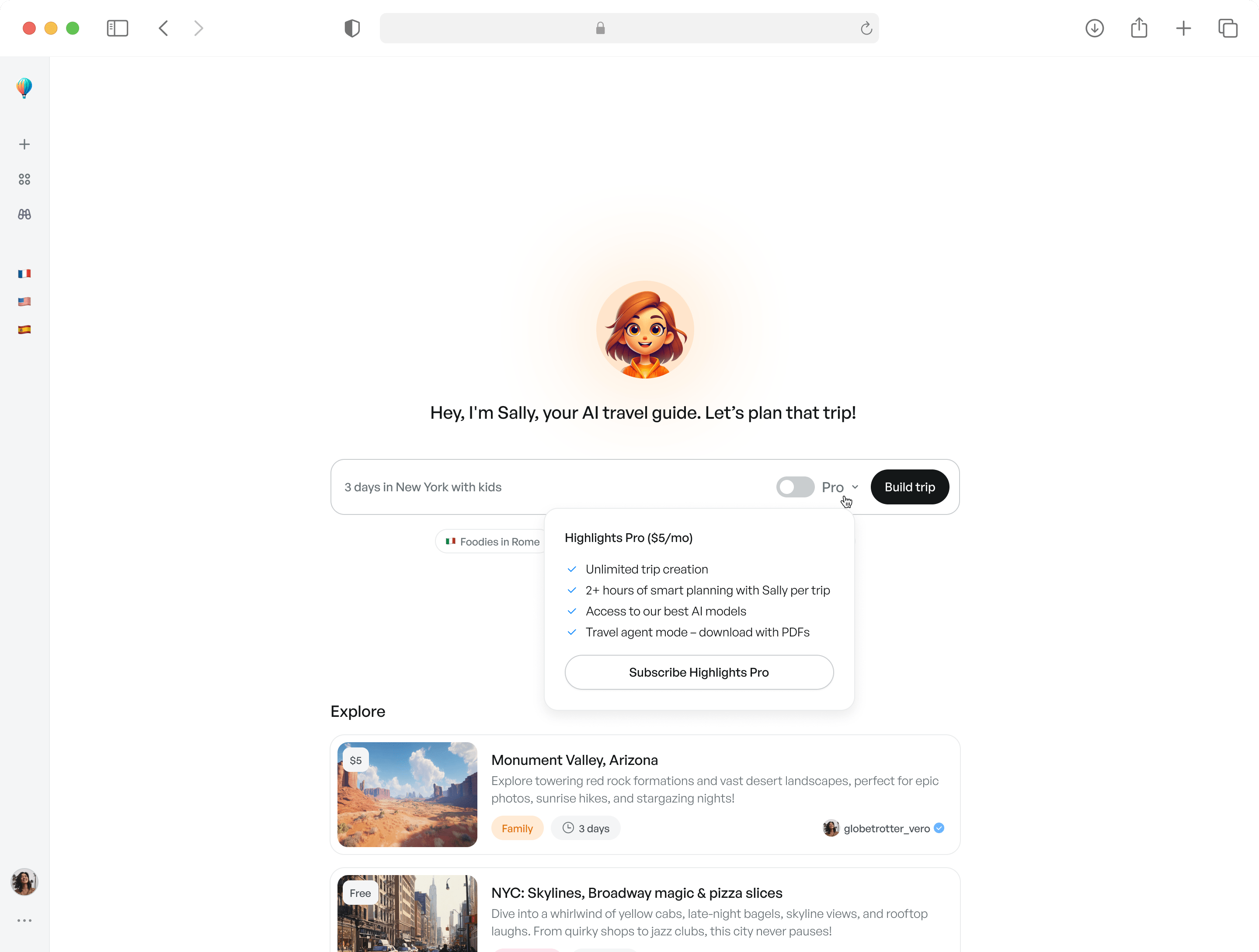 Pro workspace dashboard
