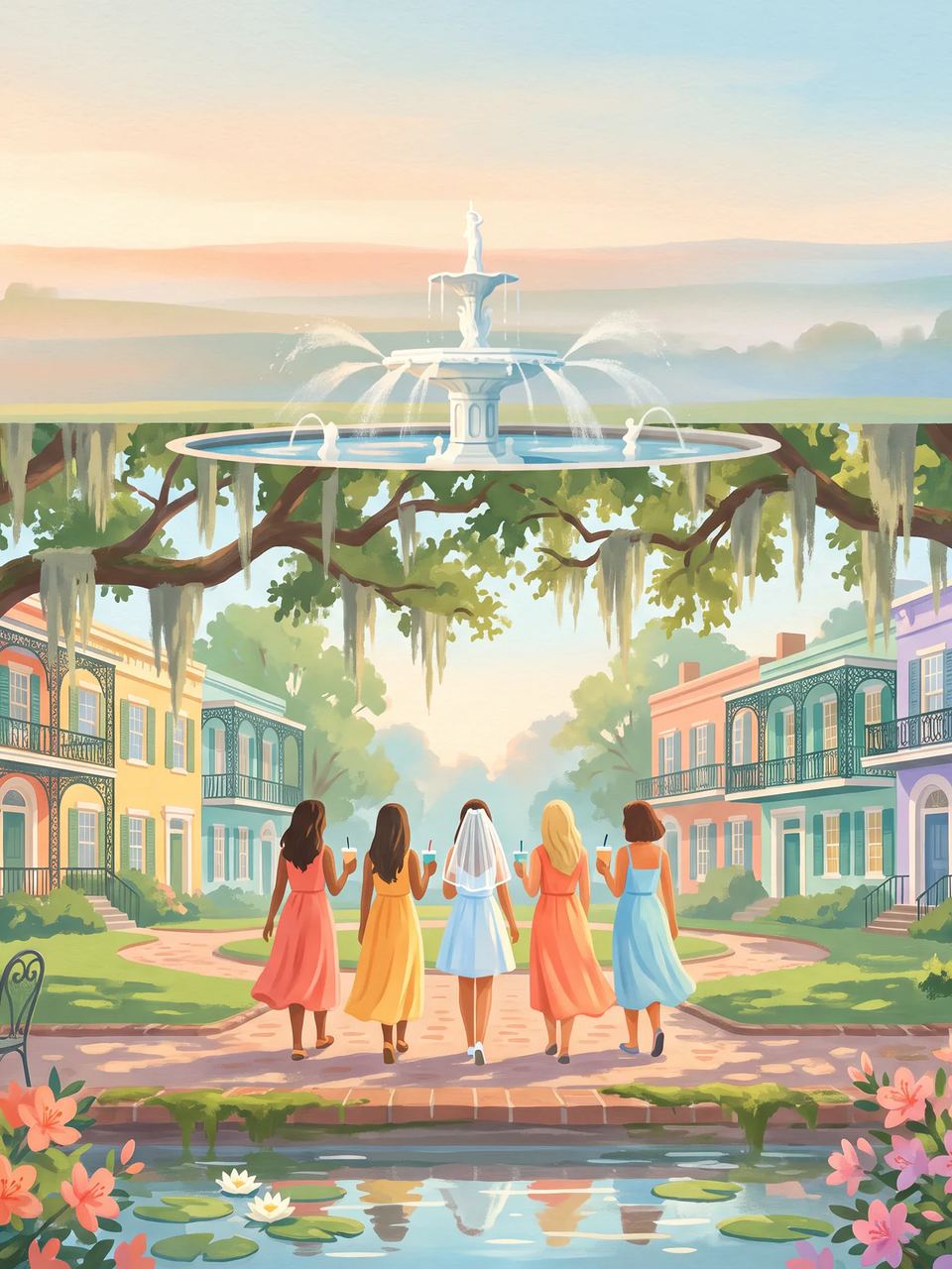Poster: Savannah in 3 days: Squares, Praline, and Tybee Beach