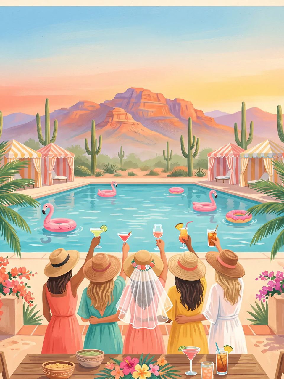 Poster: Scottsdale Bachelorette: Sunrise Hikes, Sculptures and Pool Parties